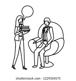 couple of business with speech bubble
