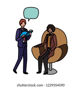 couple of business with speech bubble