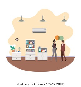 couple of business with speech bubble avatar character
