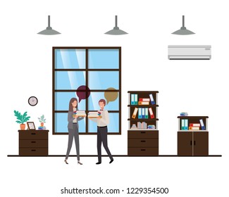 couple of business with speech bubble avatar character