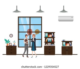 couple of business with speech bubble avatar character