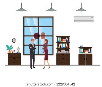 couple of business with speech bubble avatar character