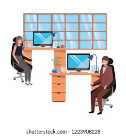 couple of business in the work office avatar character