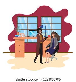 couple of business in the work office avatar character