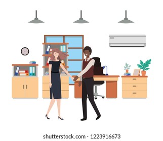 couple of business in the work office avatar character