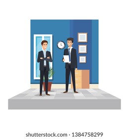 couple of businessmen in the office scene