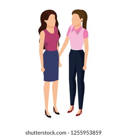 couple businesswomen avatars characters