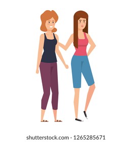 couple businesswomen avatars characters