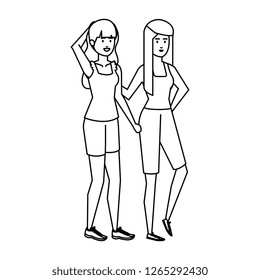 couple businesswomen avatars characters