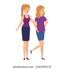 couple businesswomen avatars characters