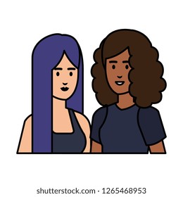 couple businesswomen avatars characters