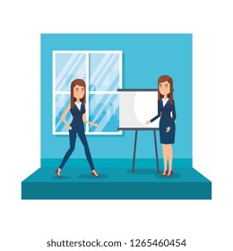couple businesswomen in the office couple businesswomen in the office