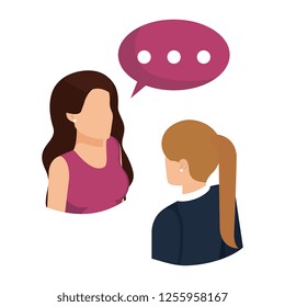 couple businesswomen with speech bubble