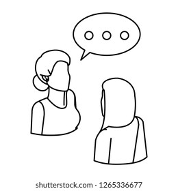 couple businesswomen with speech bubble