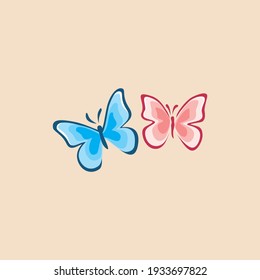 a couple of butterfly vector icon symbol design