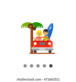 Couple in Cabriolet Vector Icon