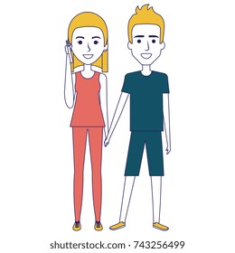 couple calling with smartphone