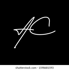 Couple Capital Letters AC Signature Style Cursive Calligraphy