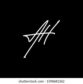 Couple Capital Letters AH Signature Style Cursive Calligraphy