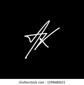 Couple Capital Letters AK Signature Style Cursive Calligraphy