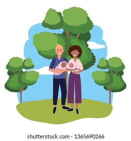couple carrying babys