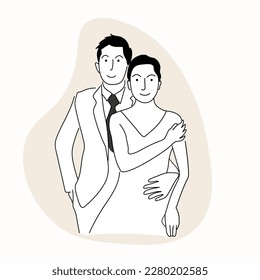 couple cartoon character hand drawn illustration vector