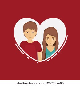 Couple cartoon inside heart design