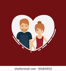 Couple cartoon inside heart design