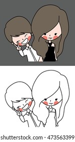 couple cartoon ll, illustration and vector