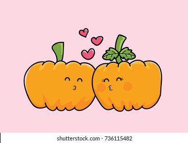 couple cartoon pumpkin vector
