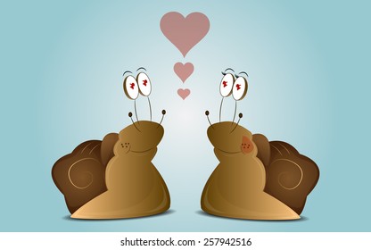 Couple cartoon snails