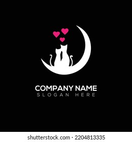Diseño de ilustración vectorial del logotipo de Couple Cat 