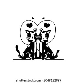 Couple cat in love design vector