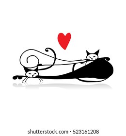 Couple of cat, sketch for your design