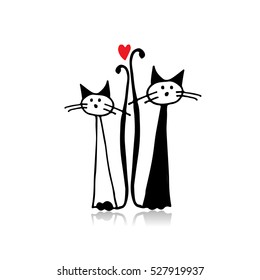 Couple of cat, sketch for your design