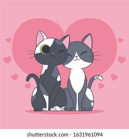 couple cat valentines day template