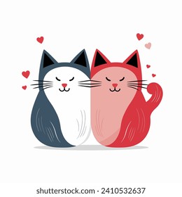 couple cat valentine's day  white background