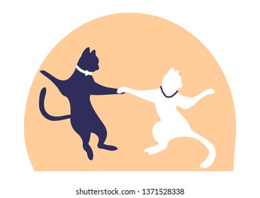 A couple of cats dancing swing silhouettes