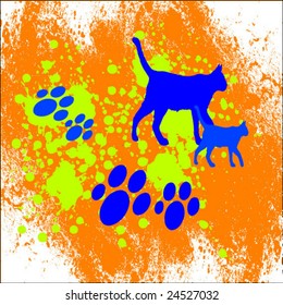 A couple of cats grunge vector