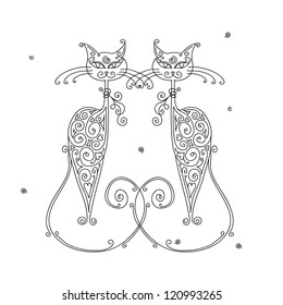 Couple of cats silhouette for your design