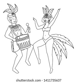 couple celebrating brazil canival in black and white