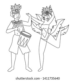 couple celebrating brazil canival in black and white
