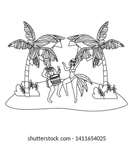 couple celebrating brazil carnival in black and white