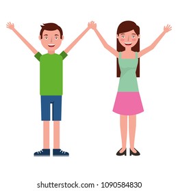 couple celebrating isolated icon