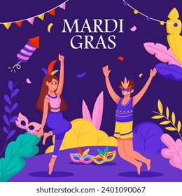 A Couple Celebrating Mardi Gras Festival