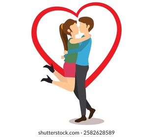 Couple celebrating Valentine ’s day love concept flat illustration 
