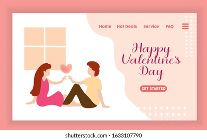 Couple is celebrating valentine's day. Can use for web banner, infographics, landing page, web template. Flat vector illustration