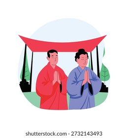 Casal cantando orações ilustração vetorial 