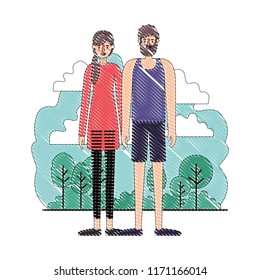 couple characters in camp scene