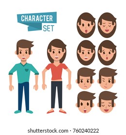 Couple characters cartoon